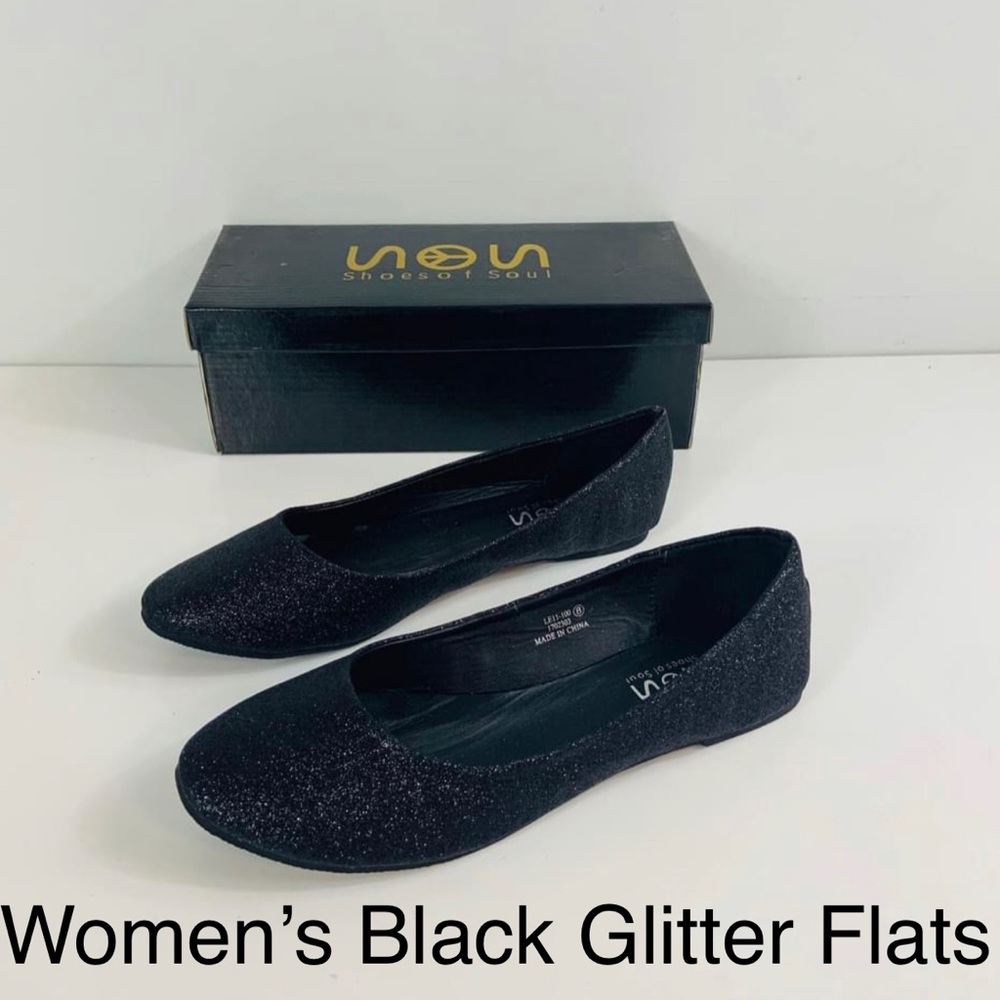 Brand New Size 6 Women’s Black Glitter Flats